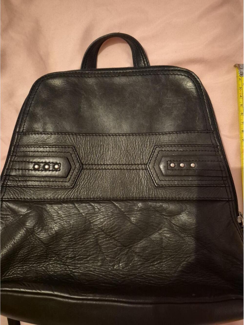 Authentic VTG Rolfs Black Leather Bacpack Purse Satchel Bag 10×10" - Picture 4 of 9